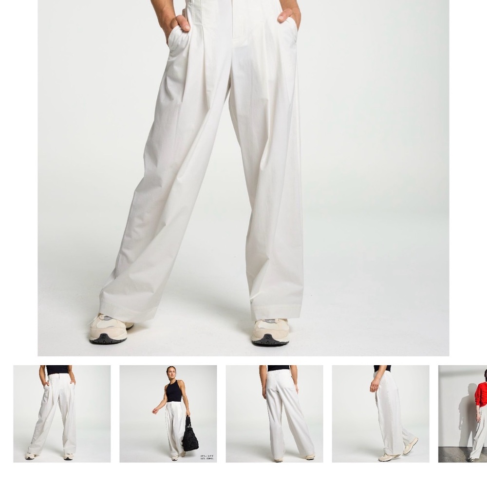 CALIA Wide Leg White Trousers - High Waist Relaxed Fit